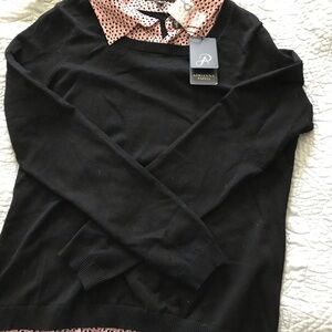 Adrianna Papell Black Crew Neck Sweater